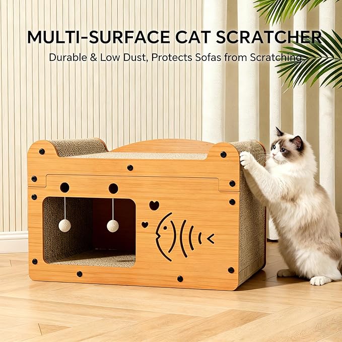 Cat Scratcher House, 2-in-1 Cardboard Cat House - Image 3