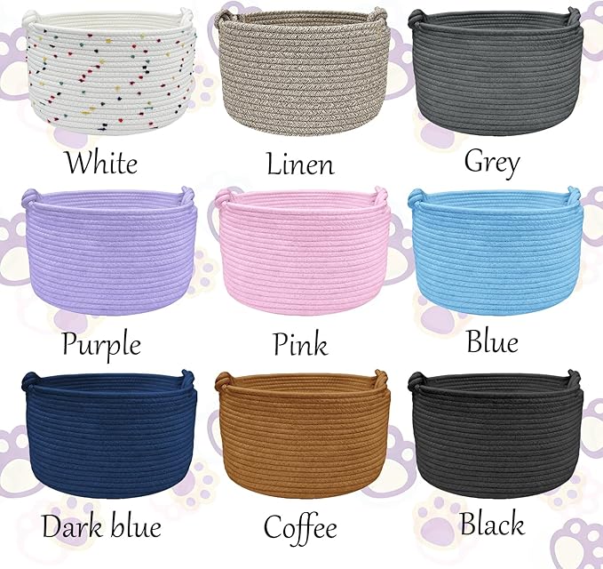 Personalized Dog Cat Toy Basket, Custom Cotton Rope Storage Basket - Image 3
