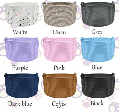 Personalized Dog Cat Toy Basket, Custom Cotton Rope Storage Basket - Image 3