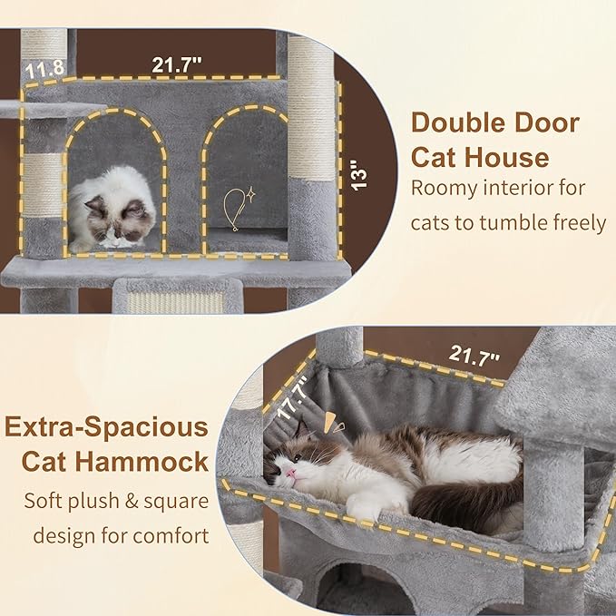 Heybly Tall Cat Tree for Large Cat, 80-inch Multi-Level Cat Tower for Indoor - Image 3