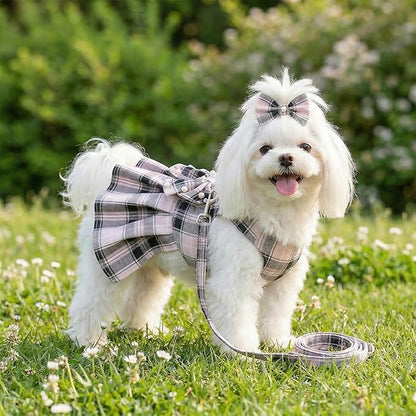 Cute Plaid Dog Dress Clothes for Small Dogs Cats Girl Black and Pink Plaid Dog - Image 4