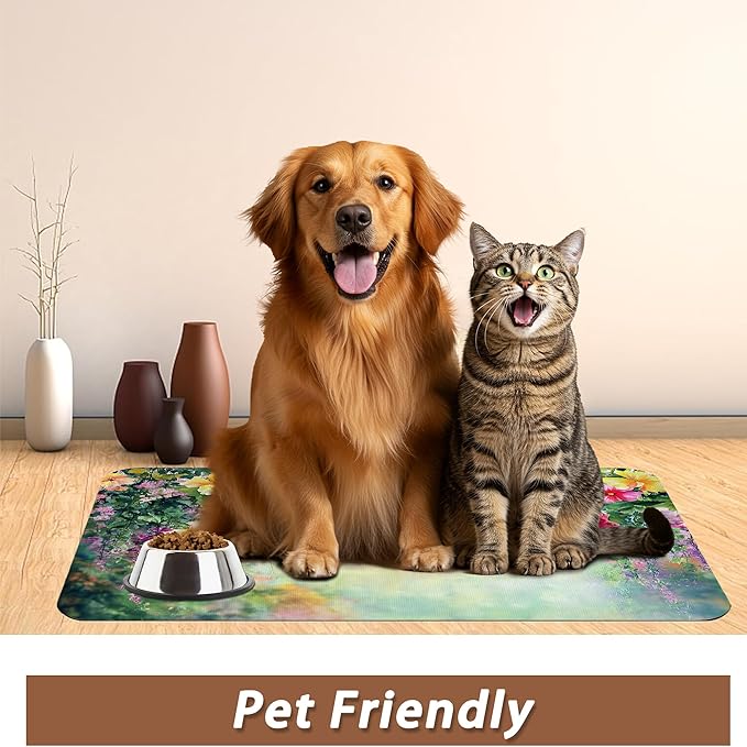 Abstract Spring Flowers Dog Food Mat - Image 6