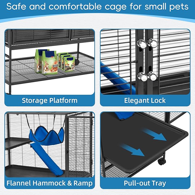 HABUTWAY 40''H Large Metal Rolling Ferrets Cage, 2-Tiers Small Animal Cages - Image 5