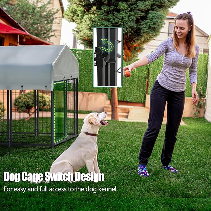8 Panels Large Dog Kennel Outside Outdoor Dog Kennel Large - Image 4