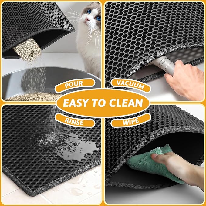 Pieviev Cat Litter Mat Double Layer Waterproof Urine Proof Trapping Mat 1 Pack) - Image 6