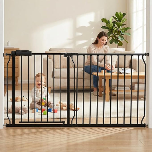 Extra Wide Baby Gate Extra Tall Tension Indoor Safety Gates Black Metal Large by COSENDBABYGATE