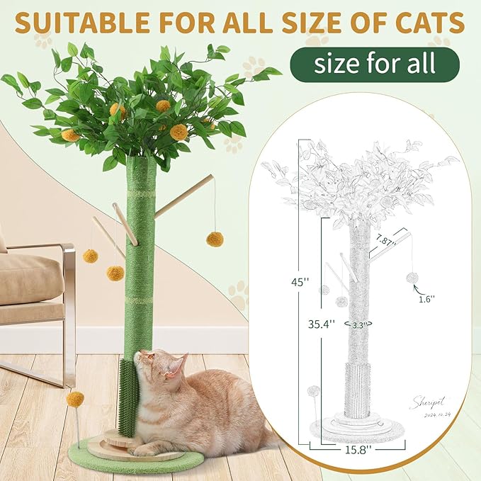 Cat Scratching Post, 45 Inch Tall Cat Scratcher Tree - Image 3