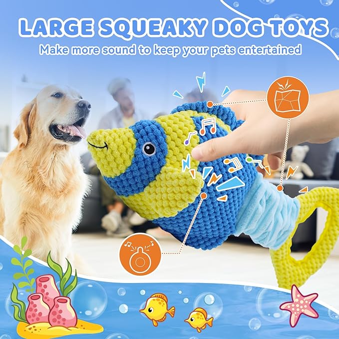 YZHDUXIU Tug of War Dog Toy, Squeaky Dog Toys, Interactive Fish Puppy Toys - Image 4
