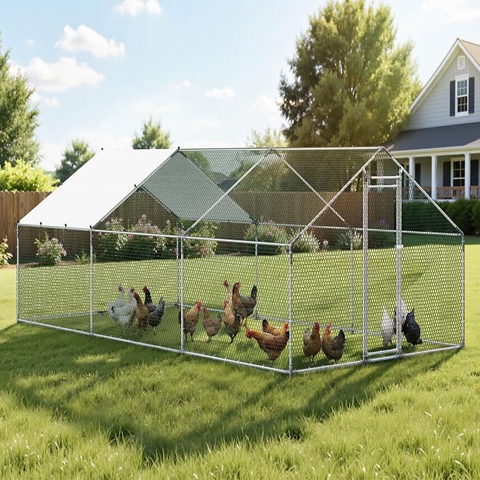 VEVOR Large Metal Chicken Coop, 19.7x9.8x6.5ft Walk-in Chicken Runs - Image 8