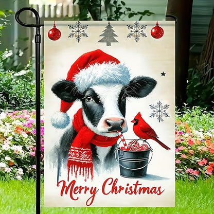 Merry Christmas Garden Flag 12x18 Double Sided Cow Winter Garden Flag - Image 8