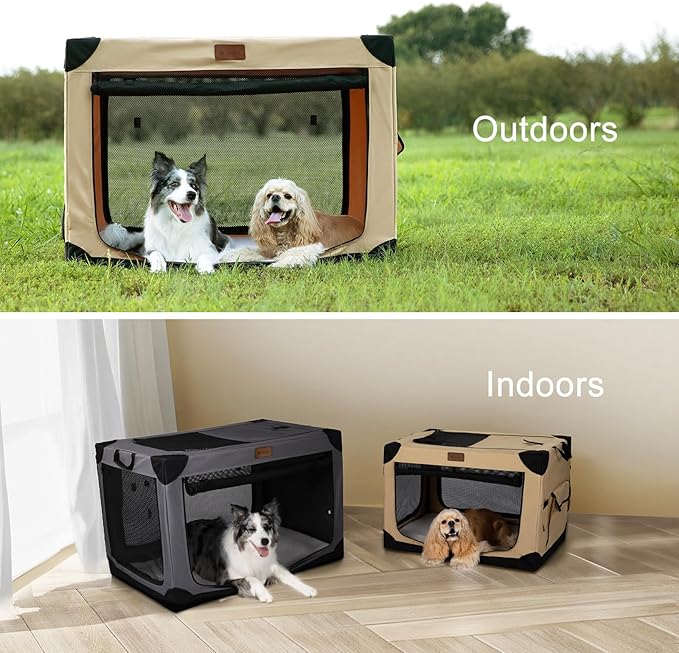Garnpet Soft Dog Crate for Medium Dogs, 4-Door Foldable Collapsible Dog Crate - Image 5