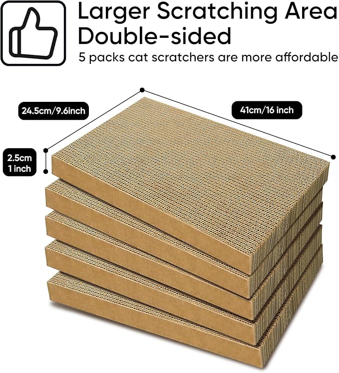Cat Scratcher, 5 Packs in 1 Cardboard Box Cat Scratching Pad - Image 2
