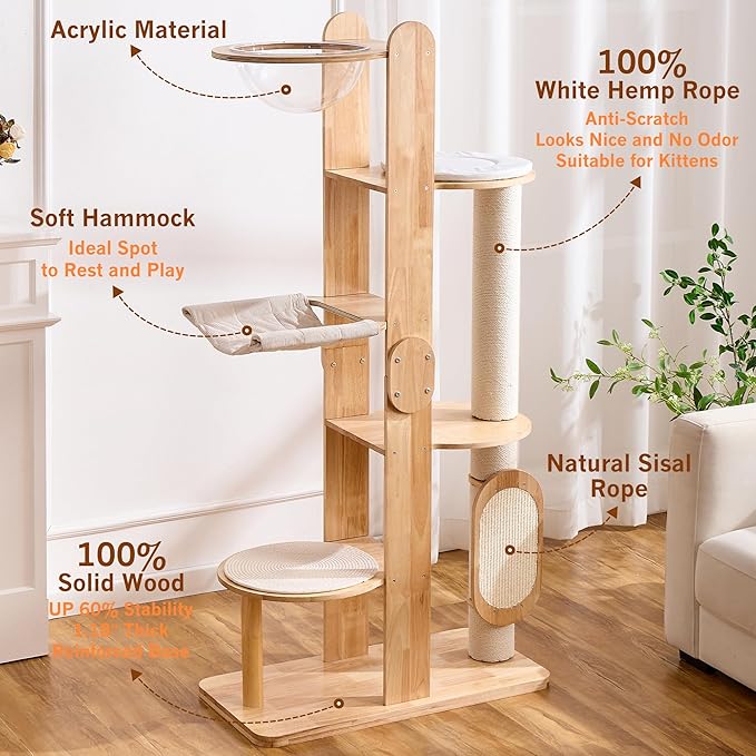 HITTITE Solid Wood Cat Tree Tower - Image 3