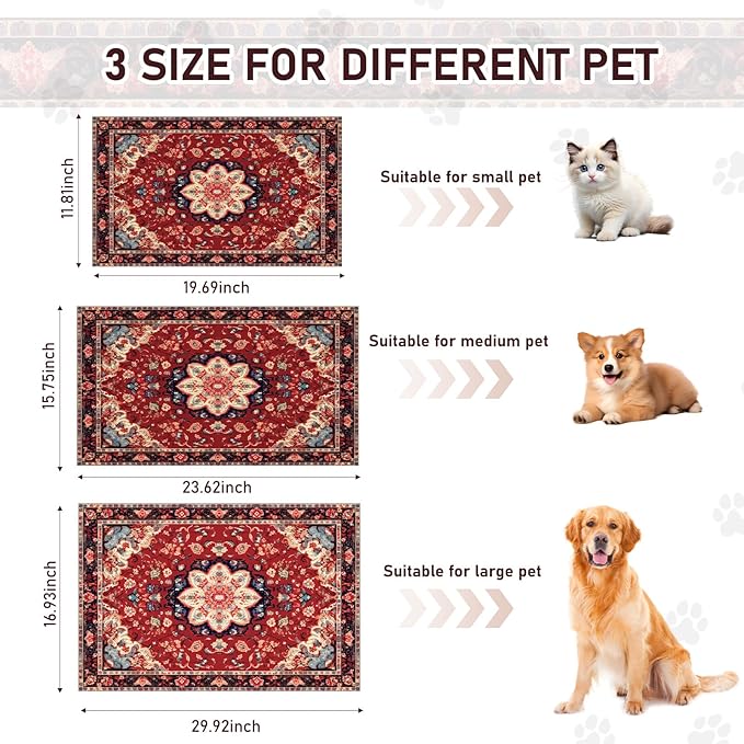 Pet Mats for Food and Water, Persia Red Dog Food Mat for Floors, Non Slip - Image 5