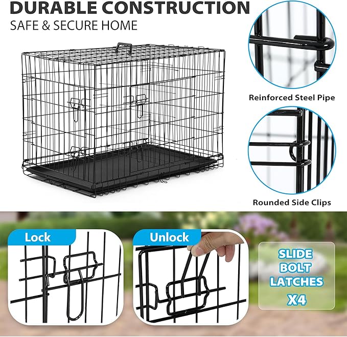 BestPet | 42" Dog Crate | Black | Foldable Metal Kennel - Image 3