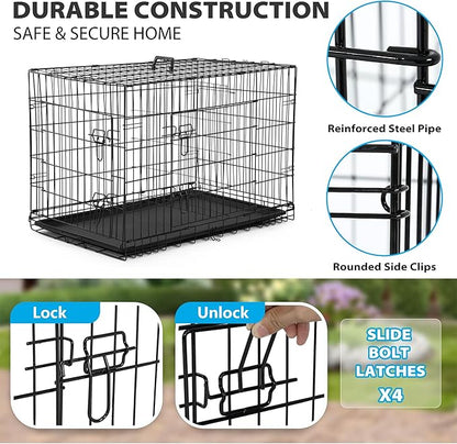 BestPet | 42" Dog Crate | Black | Foldable Metal Kennel - Image 3