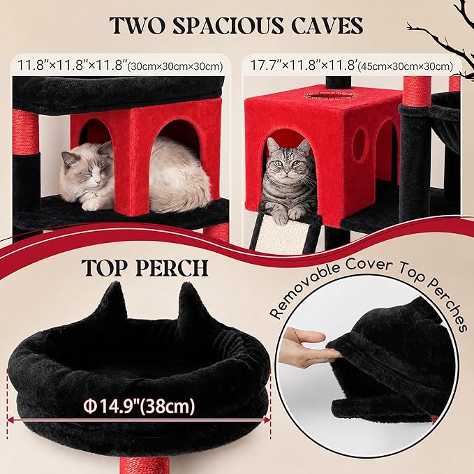Globlazer Heavy Duty Gothic Cat Tree, 72in Large Cat Tower - Image 3