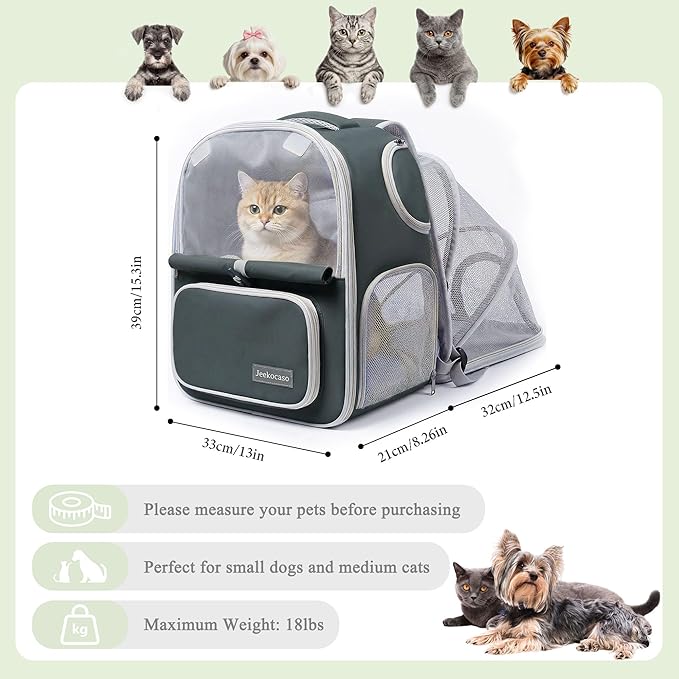 Cat Backpack Carrier Expandable, Breathable Mesh & Lockable Zippers & Shaded - Image 2