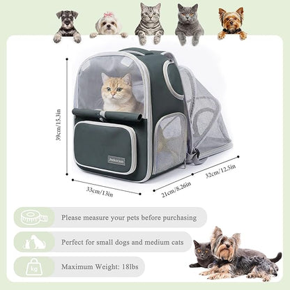 Cat Backpack Carrier Expandable, Breathable Mesh & Lockable Zippers & Shaded - Image 2