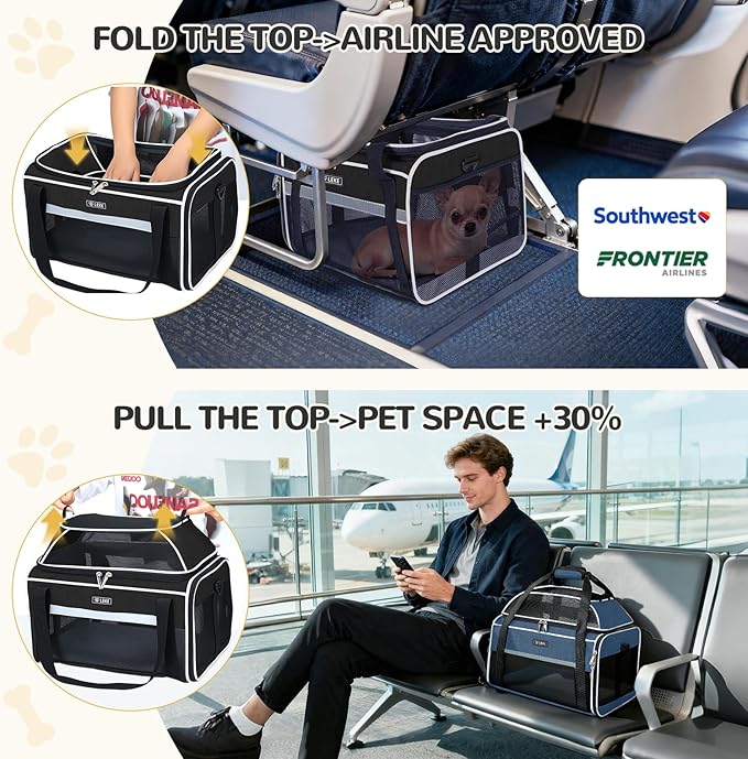 Lekereise Top-Expandable Pet Carrier 18x13x9.5 Inch Southwest Frontier Airline - Image 5