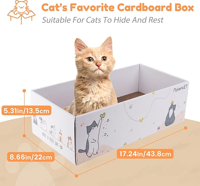 PatiencET Cat Scratch Pad with Box, 4 Pack Cardboard Cat Scratcher Lounge Bed - Image 3