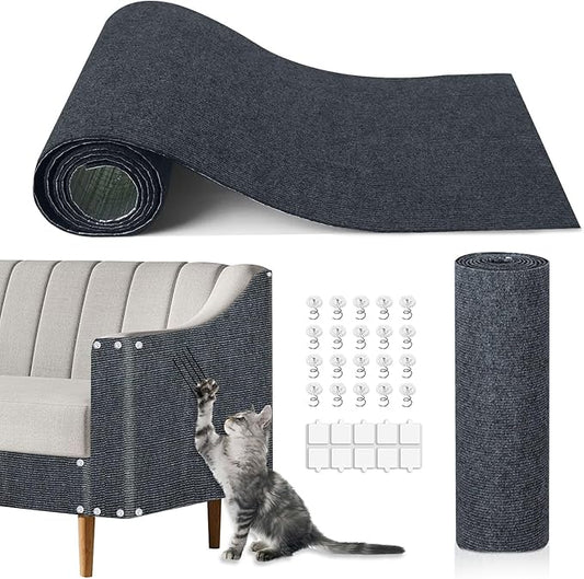 Cat Scratch Mat, 118.5"x15.9" Trimmable Self-Adhesive Cats Scratch Carpet by TEBANTY