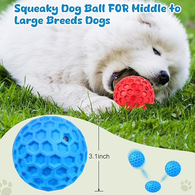 Squeaky Dog Toys for Aggressive Chewers, Indestructible Dog Balls for - Image 2