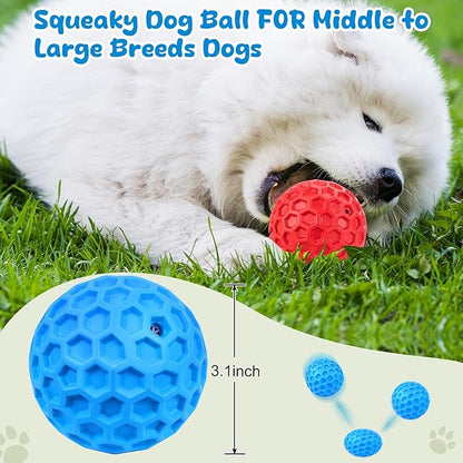 Squeaky Dog Toys for Aggressive Chewers, Indestructible Dog Balls for - Image 2