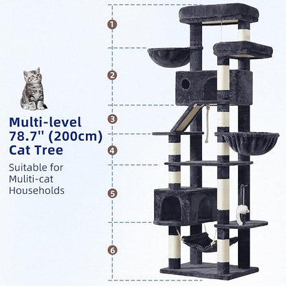 Gitelsnour Cat Tree for Large Cats, 78.7" Tall Cat Tower for Indoor Cats - Image 2