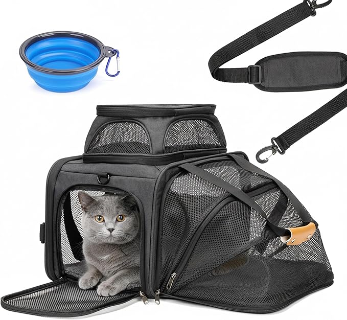 JUNGYOON Cat Carrier, Expandable Airline-Approved Soft-Sided Pet Travel Bag by JUNGYOON