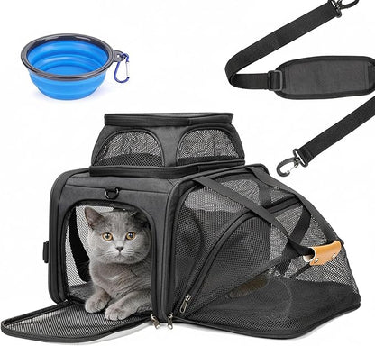 JUNGYOON Cat Carrier, Expandable Airline-Approved Soft-Sided Pet Travel Bag by JUNGYOON