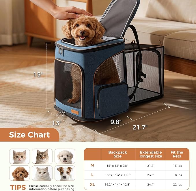 Lekereise Large Cat Backpack Carrier Fit Up to 20 25 Lbs, Expandable Pet - Image 2