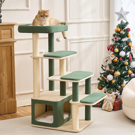 Modern Wood Cat Tree Tower for Large Cats by Unknown