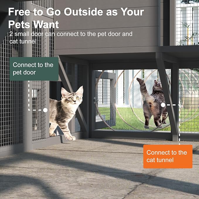 TIMHAKA Catio Outdoor Cat Enclosure, Large Cat House - Image 4