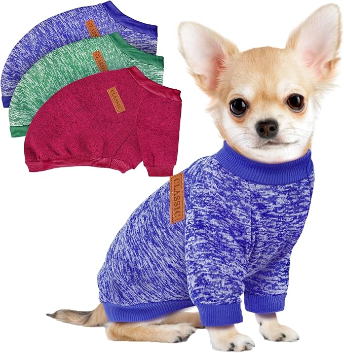 3 Pack Dog Sweaters for Small Dogs Girl Boy Winter Fleece Clothes Warm Soft Dog by BAOBICUTE