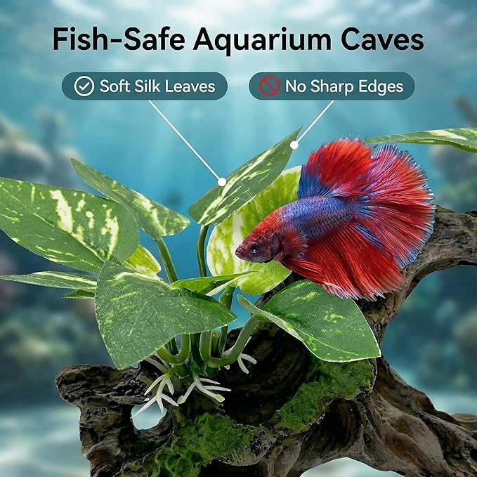Aquarium Decorations Cave Silk Aquarium Plants Betta Fish Tank Decor Ornament - Image 4