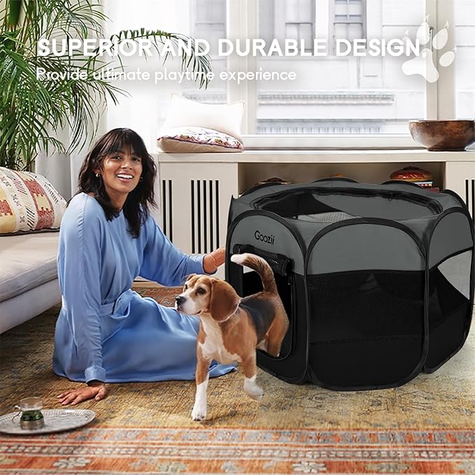 Goozii Portable Dog Playpen for Medium Dogs, Collapsible Pet Cat Kitten Puppy - Image 3