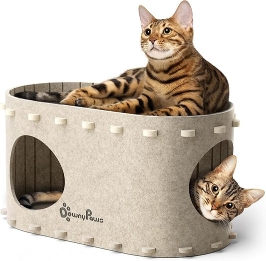 DownyPaws Cat House for Indoor Cats, Cat Bed Cave for Multiple & Large Cats Up by DownyPaws