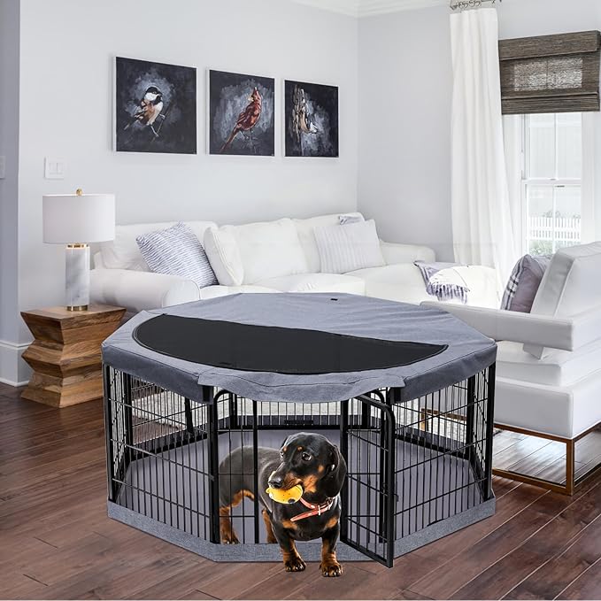 PETIME Dog Playpen, Metal Exercise Puppy Pen Heavy Duty Kennels Yard Fence - Image 7