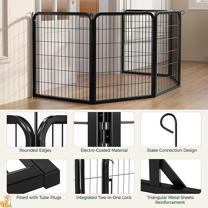 Yaheetech Dog Playpen Outdoor, 32 inch 6 Panels Dog Pen Indoor Heavy Duty Puppy - Image 5