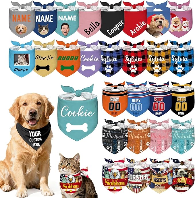 Custom Dog Bandana Personalized Name Logo Photo Text Dog Scarf Customized by Unknown