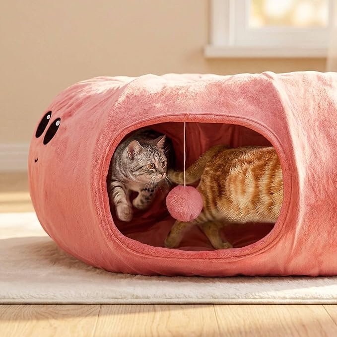 Cat Tunnel Bed with 20 Cat Toys, Collapsible Play Tunnel - Image 2