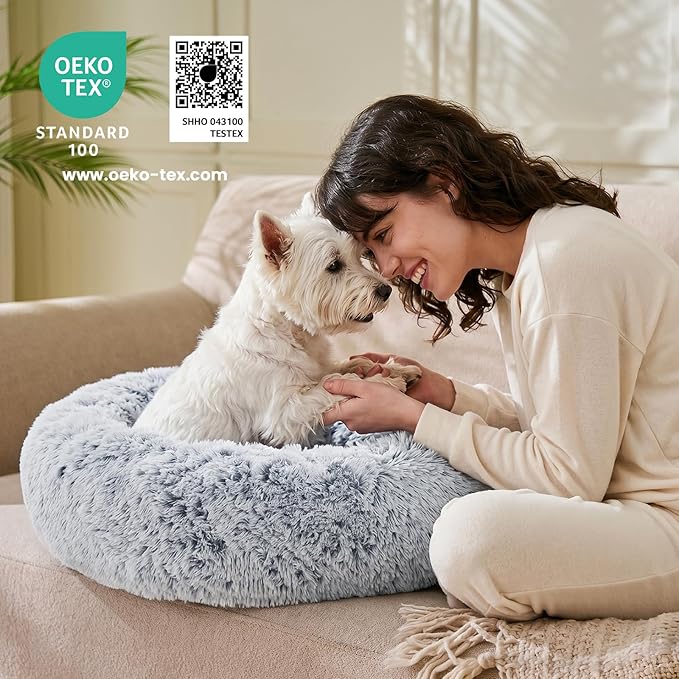 JOLLYVOGUE Dog Bed, Calming Anti-Anxiety Large Dog Bed, Fluffy Donut Cushion - Image 5