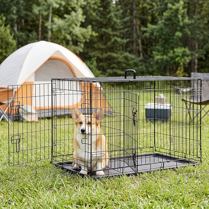 Sweetcrispy 36 Inch Dog Crate, Medium Crates Double Door Folding Metal Wire Dog - Image 6
