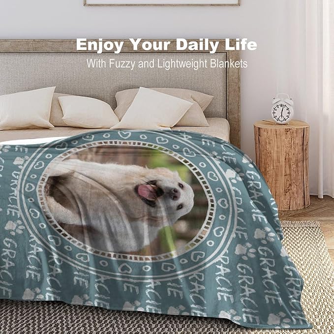 Personalized Dog Blanket with Name Customized Paw Prints Pet Blanket Loss - Image 2