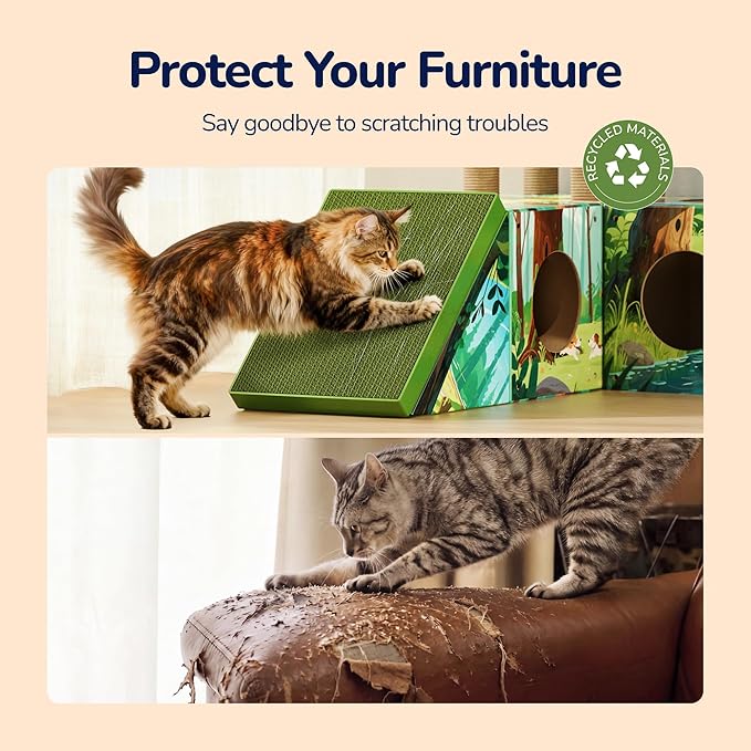 DIY Cardboard Cat House with Scratching Posts, Scratching Board, Recyclable - Image 6