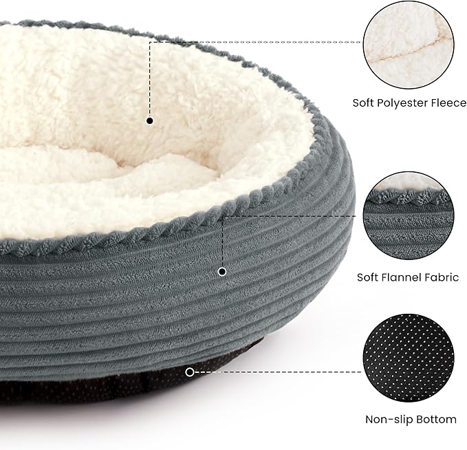 Love's cabin Round Donut Cat and Dog Cushion Bed, 24in Pet Bed - Image 2