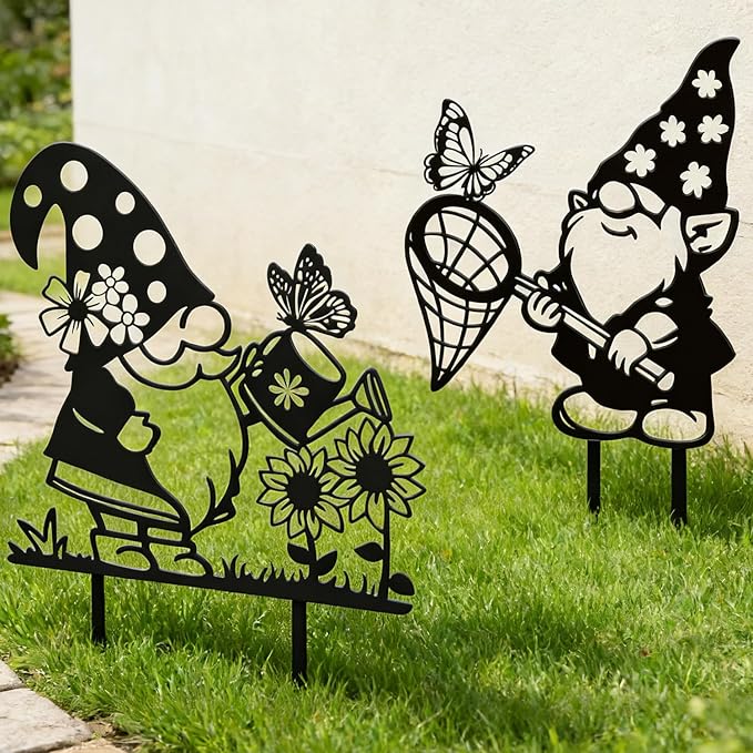 Rngmsi Gnome Metal Garden Stakes Decor, Gnome Yard Decorations Outdoor - Image 6