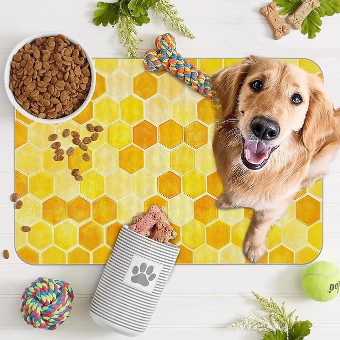 Honeycomb Bee Geometric Dog Food Mat - Image 7