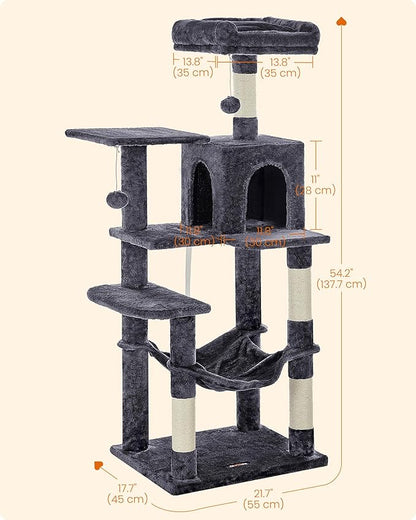 Feandrea Cat Tree, 54.2-Inch Cat Tower, Plush Multi-Level Condo - Image 5